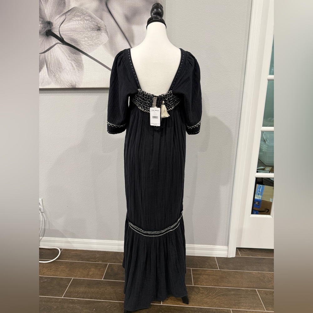Free People Black Maxi Dress with Woven Tassels - Picture 2 of 3